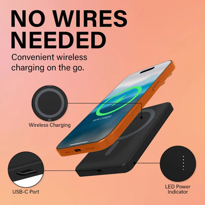 Nimble CHAMP Wireless 5K Magnetic Portable Charger - Ultra-Thin Design - Safe and Eco-Friendly - Fast 15W Wireless Charging - Airline Approved
