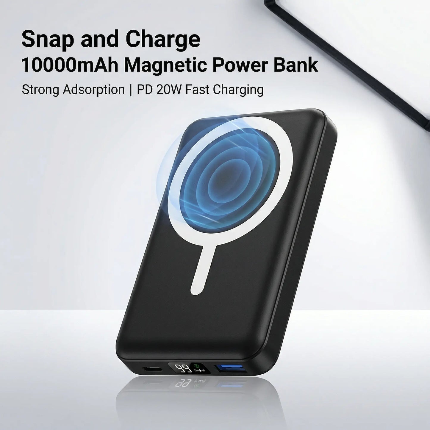 Podoru 10000mAh Magnetic MagSafe Portable Charger - 15W Wireless & 20W PD Fast Charging Battery Pack with LED Display, Compatible with iPhone 17/16/15/14/13/12, Smartphones & Earbuds