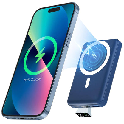 Podoru 10000mAh Magnetic MagSafe Portable Charger - 15W Wireless & 20W PD Fast Charging Battery Pack with LED Display, Compatible with iPhone 17/16/15/14/13/12, Smartphones & Earbuds