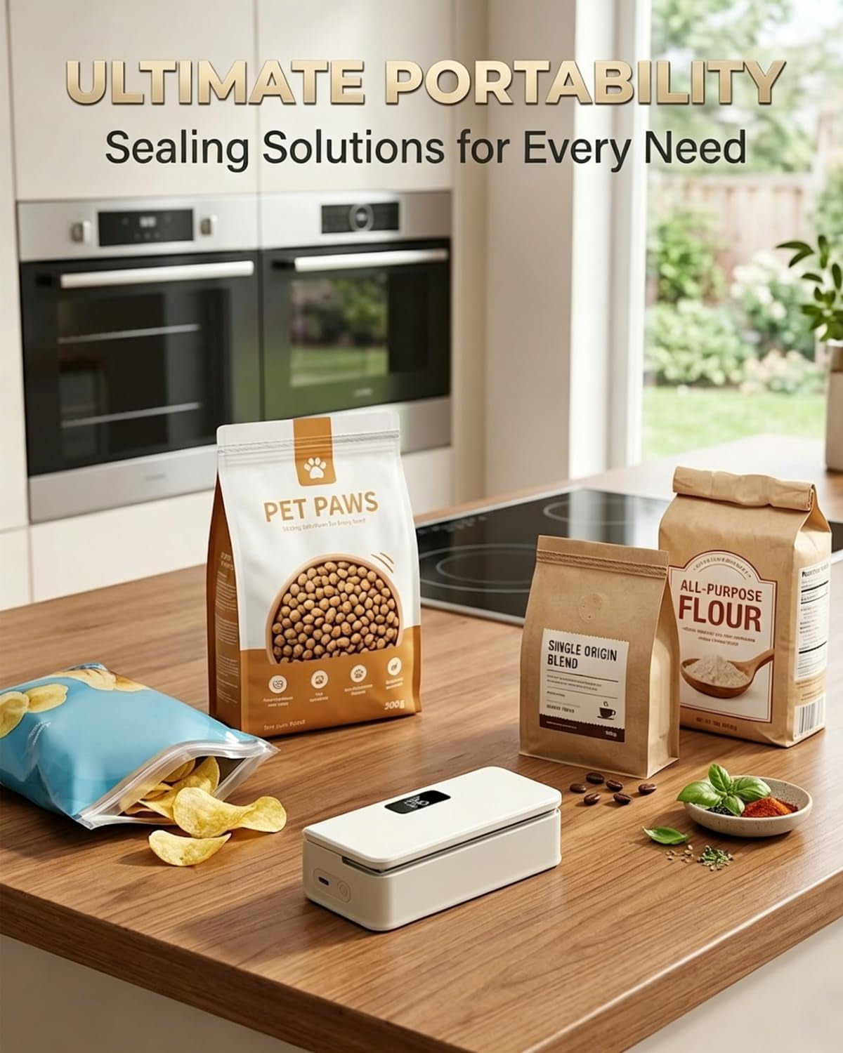 Rechargeable Mini Bag Sealer with Cutter and Magnet - Portable Heat Seal Machine for Mylar and Chip Bags - Handheld Plastic Bag Sealer (White)