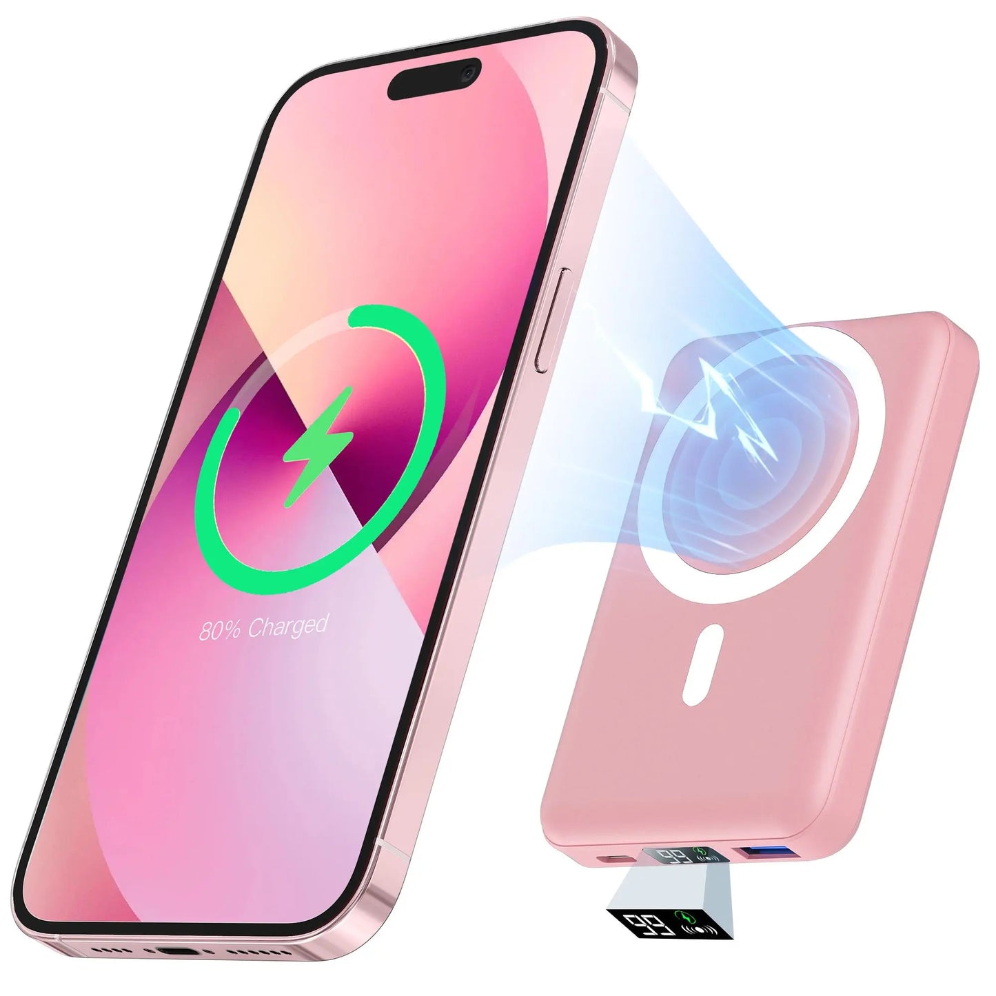 Podoru 10000mAh Magnetic MagSafe Portable Charger - 15W Wireless & 20W PD Fast Charging Battery Pack with LED Display, Compatible with iPhone 17/16/15/14/13/12, Smartphones & Earbuds