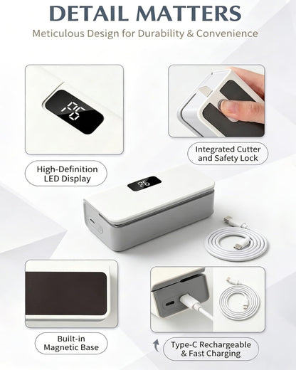 Rechargeable Mini Bag Sealer with Cutter and Magnet - Portable Heat Seal Machine for Mylar and Chip Bags - Handheld Plastic Bag Sealer (White)