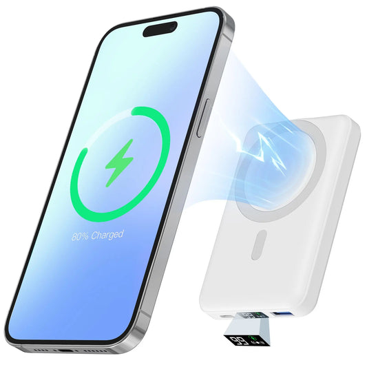 Podoru 10000mAh Magnetic MagSafe Portable Charger - 15W Wireless & 20W PD Fast Charging Battery Pack with LED Display, Compatible with iPhone 17/16/15/14/13/12, Smartphones & Earbuds