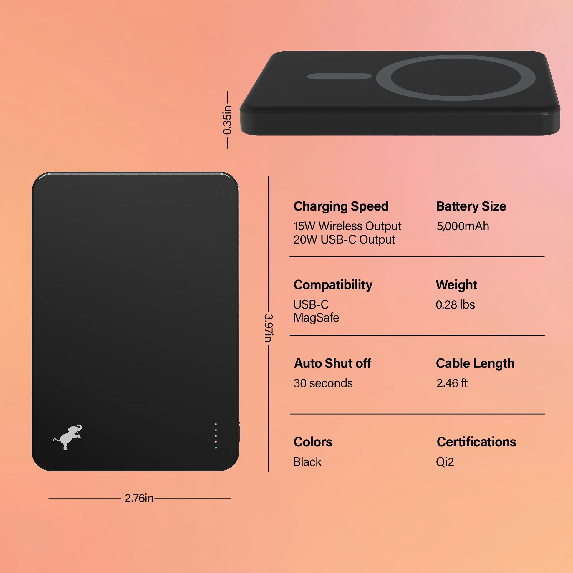 Nimble CHAMP Wireless 5K Magnetic Portable Charger - Ultra-Thin Design - Safe and Eco-Friendly - Fast 15W Wireless Charging - Airline Approved