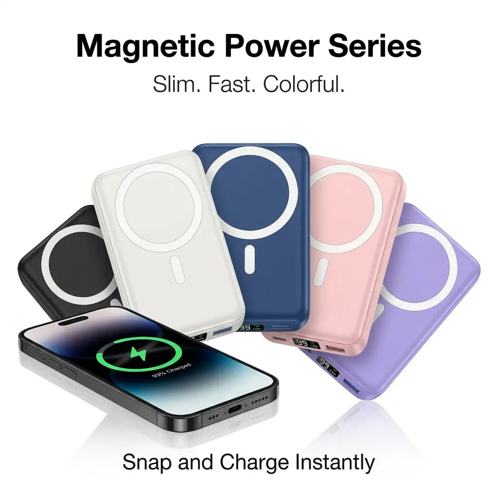 Podoru 10000mAh Magnetic MagSafe Portable Charger - 15W Wireless & 20W PD Fast Charging Battery Pack with LED Display, Compatible with iPhone 17/16/15/14/13/12, Smartphones & Earbuds