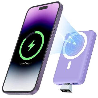 Podoru 10000mAh Magnetic MagSafe Portable Charger - 15W Wireless & 20W PD Fast Charging Battery Pack with LED Display, Compatible with iPhone 17/16/15/14/13/12, Smartphones & Earbuds