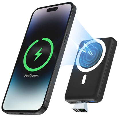 Podoru 10000mAh Magnetic MagSafe Portable Charger - 15W Wireless & 20W PD Fast Charging Battery Pack with LED Display, Compatible with iPhone 17/16/15/14/13/12, Smartphones & Earbuds